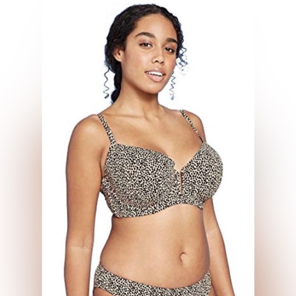 NWT Target Shade & Shore Cheetah Print Bikini Top sz38DD
